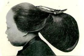 清末妇女这奇怪的发型，用强胶定型，怎么洗？图片