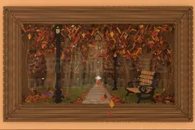 欣赏不一样的立体像素画 公园小道的秋天图片