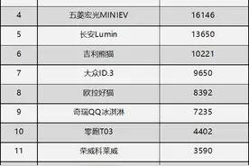 海鸥爆单，宝骏云朵遇冷，ID.3成唯一合资车，9月纯电两厢车销量图片