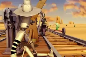 3D动画 搞笑的机器人铁轨赛车的故事视频封面