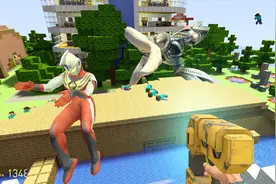 小函玩游戏 我的世界游戏 奥特曼竟然抱着怪兽在海边看风景