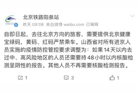 注意！阳泉北站入京管控要求调整图片