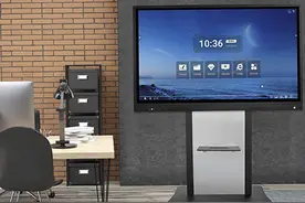 会议教学一体机移动支架可调节55到86寸广告机电视刹车轮移动支架图片