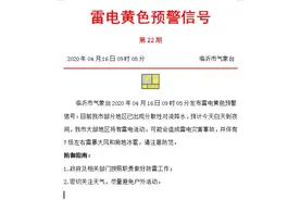 海丽气象吧｜7级雷暴大风+局地冰雹 临沂发布雷电黄色预警图片