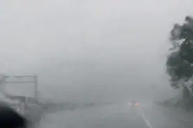 高速上全是双闪，开出穿越时空的感觉……杭州这些路段大排队，雨天开车千万别走神图片