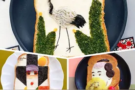 舍不得吃！日本艺术家在面包片上作画超吸睛图片