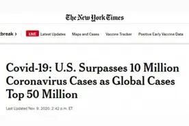 只用10天时间！美国累计确诊病例从900万上升到1000万图片