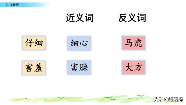 二年级下册语文课文2《找春天》图文详解及同步练习