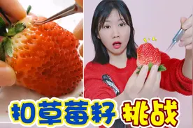 挑战抠草莓籽，据说味道比普通草莓更好吃，强迫症患者的福利视频封面