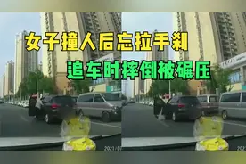 安徽一女子撞人后忘拉手刹，追车时摔倒被碾压，忍痛爬起把车追停视频封面