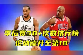 NBA历史季后赛30+次数排行榜：伦纳德升至第18，乔丹109次仅第二视频封面