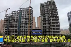 11小时提升77.8米，山东首例高空大跨度钢结构连廊整体提升就位视频封面