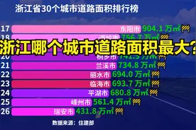 浙江省30个城市道路面积排行榜，猜猜浙江哪个城市道路面积最大？视频封面