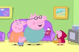 小猪：学校要演舞台剧，小猪饰演的是小红帽，爸爸妈妈陪他一起演