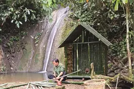 49岁大叔无依无靠，带着狗子流浪四海为家，在荒山水潭建造了竹屋视频封面