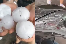 吉林敦化突降冰雹 个头比鸡蛋还大，车玻璃被砸出大窟窿视频封面