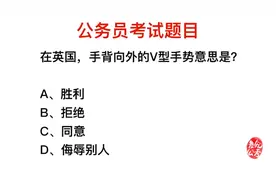 公务员考试，在英国，手背向外的V型手势什么意思视频封面