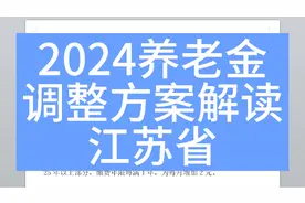 2024养老金调整方案解读，江苏省4800元为例视频封面