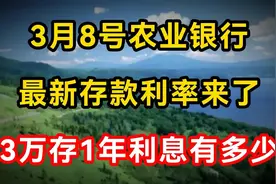 3月8号，农业银行最新存款利率：3万存1年利息能有多少？视频封面