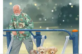 爷爷带着狗狗荡秋千，狗狗开心的吐出了舌头。#画一个故事 #狗狗的心思都写在脸上了 #治愈系 #抖音创作季 #内容启发搜索视频封面