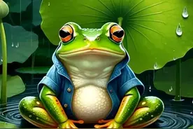 青蛙躲雨美图分享图片