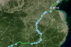 K876次列车由贵阳至烟台，绕行南昌、新沂，耗时约43小时图片