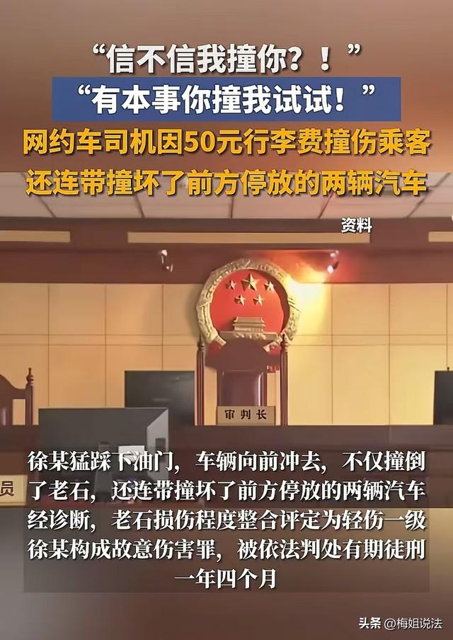 司机因50元行李费被乘客投诉，一脚油门撞飞对方被判故意伤害罪