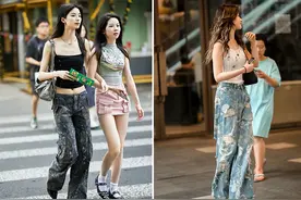 被成都太古里女生惊艳！满大街都是“吊带+阔腿裤”，真时髦显瘦图片