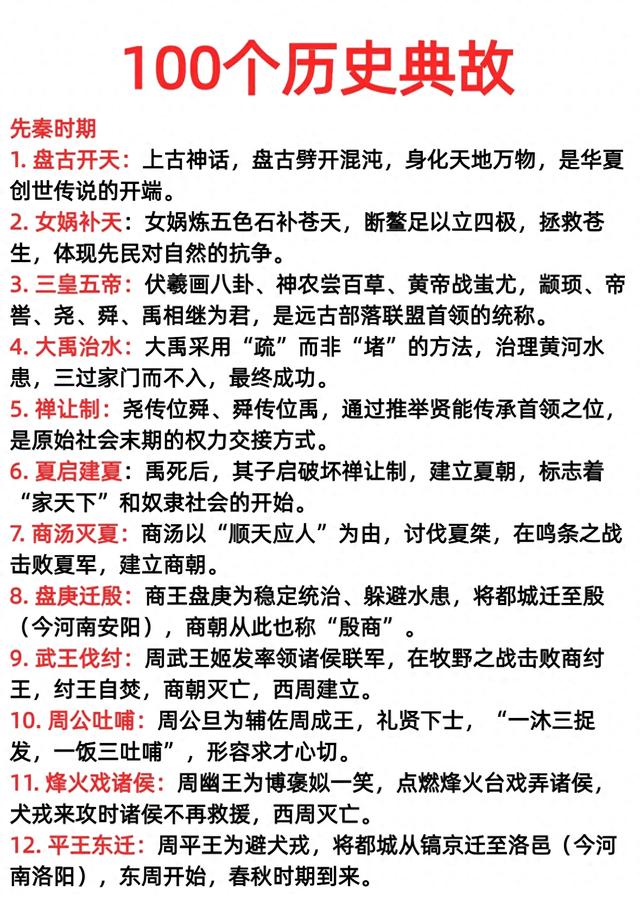 熬夜整理！这100个历史典故，孩子读懂能通半本华夏史