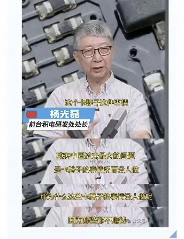 台积电前研发处长：中国芯片被卡脖子是因为赚钱慢，没人想做设备