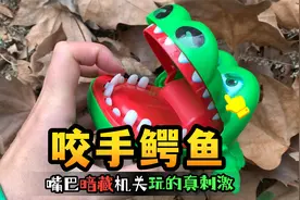 游乐园捡到一只鳄鱼玩具，嘴巴暗藏机关，一不小心就被咬到手指视频封面