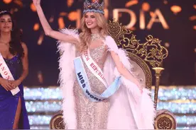 捷克模特加冕“世界小姐”，在印度战胜111位美女，1米8大个耀眼图片