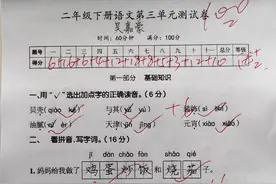 二年级下册语文：第三单元测试卷，基础知识考察全面，给孩子练练图片