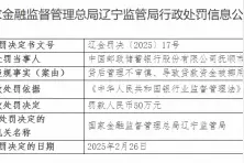 中国邮政储蓄银行抚顺市分行被罚50万元：贷后管理不审慎、导致贷款资金被挪用图片