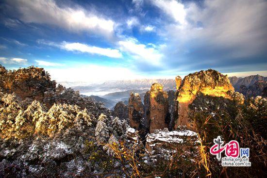 12月可赏张家界武陵源绝美冬日仙境(组图)