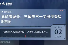 竞价看龙头：三晖电气一字涨停晋级5连板视频封面