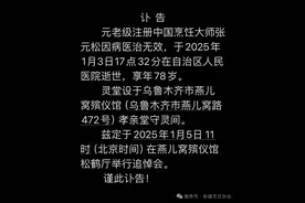 烹饪泰斗张元松逝世，享年78岁图片