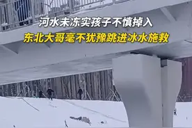 河水未冻实孩子不慎掉入，东北大哥毫不犹豫跳进冰水救人图片