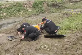 女孩和同学河坝玩耍不慎陷入淤泥 民警及时营救脱险图片