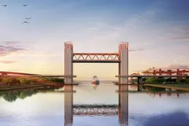 湖北省首座开启桥开始焊接制作钢箱梁，桥面像坐电梯一样可升降图片