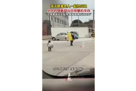 孩子跟着老人一起捡垃圾，小小的身躯却迈出矫健的步伐图片