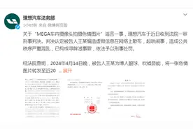 理想汽车法务部：“MEGA车内摄像头拍摄色情图片”谣言案一审宣判，造谣者获刑图片