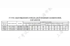 2024年上海市普通高校招生本科艺术、体育乙批次平行段院校专业组投档分数线公布图片