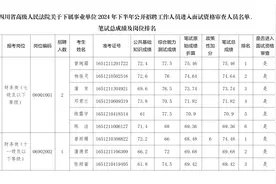 四川高院下属事业单位2024年下半年公开招聘工作人员进入面试资格审查人员名单、笔试总成绩及岗位排名图片
