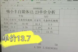 小丰自媒体单价13.75，若想日收益100，需日均播放量7.9万视频封面