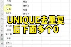 UNIQUE去重复后下面多个0#Excel #Excel函数 #excel零基础入门教程视频封面